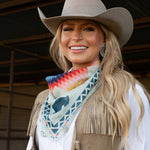 Fringe Sun StarQuilt Off White one inch Fringe logo on the center edge ranch wear