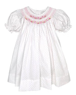 Daisy Embroidered Smocking Dress with short elastic sleeves at boltranchstore.com