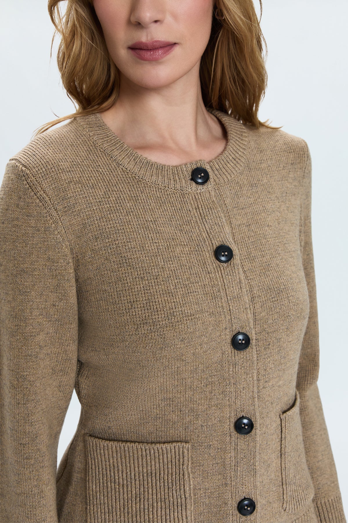 Dani Womens Cardigan Pistola sweater in toasted wheat button down womens sweater pockets at bolt ranch store