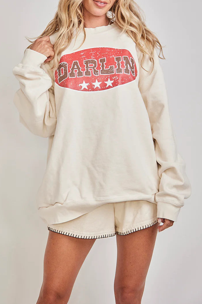 Darlin Oval Crewneck in Creme order today at boltranchstore.com