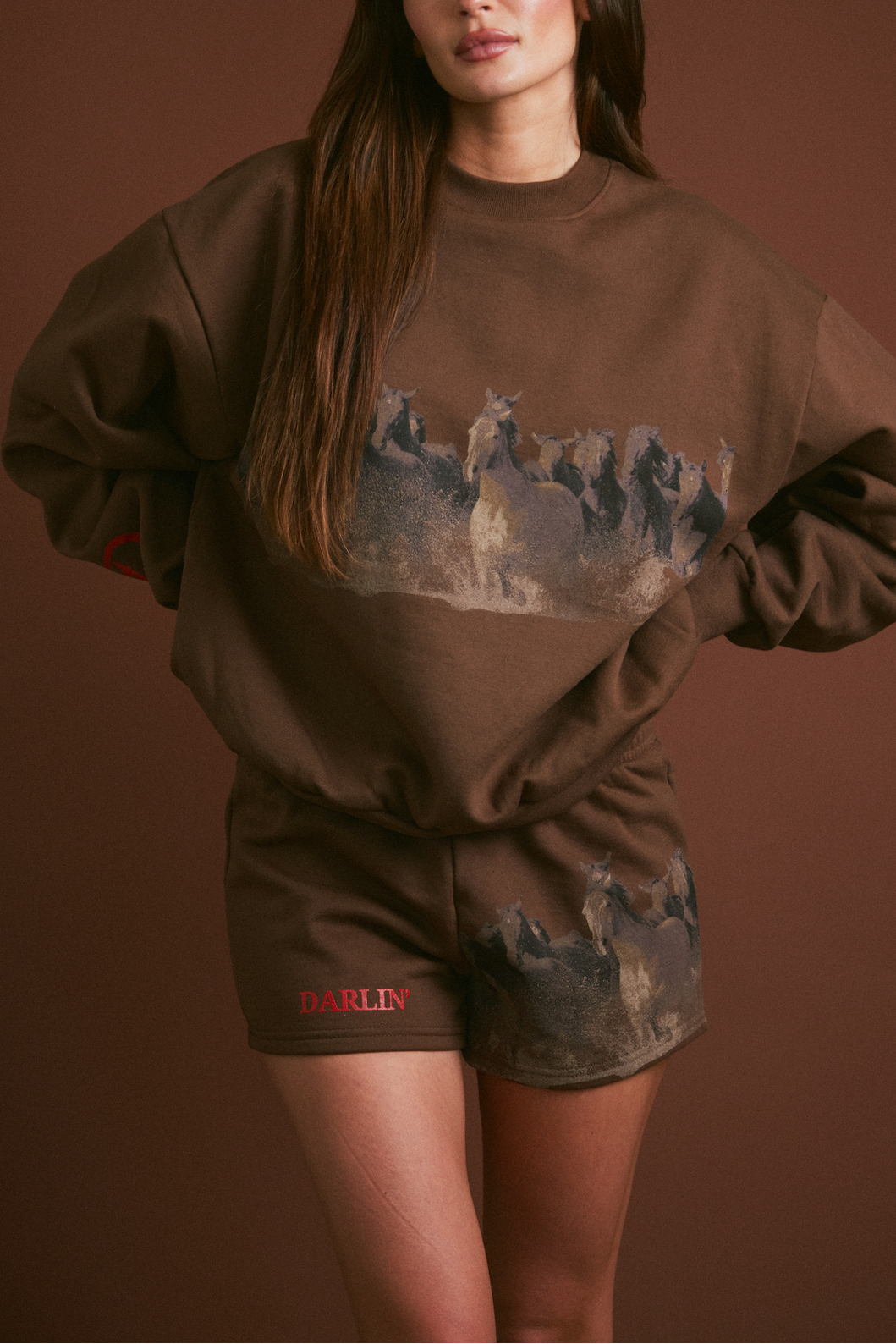 Darlin Wild Horse Crewneck Find at boltranchstore.com western boutique womens sweatshirt horses crewneck comfy popular viral