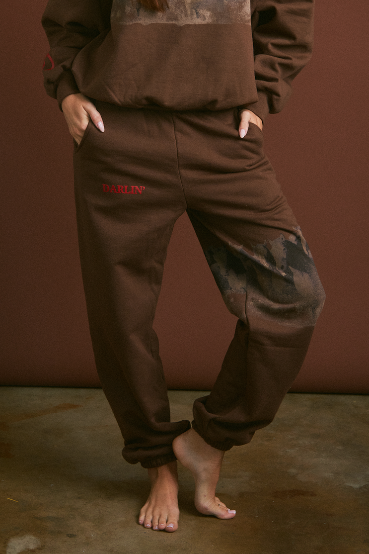 Darlin WILD HORSE Sweatpants brown tobacco horses western loungwear sweat set womens comfortable darlin swimwear Boltranchstore.com western fashion free shipping
