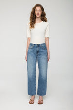 Pistola Lexi Mid Rise Bowed Straight Jean Distance lived in blue jean for everyday ranch wear and cowgirl style Kamas