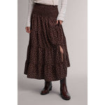 Ditsy Womens Floral Midi Skirt at boltranchstore.com brown floral skirt in stock free shipping summer skirt dress up or down skirt to wear with boots in stock