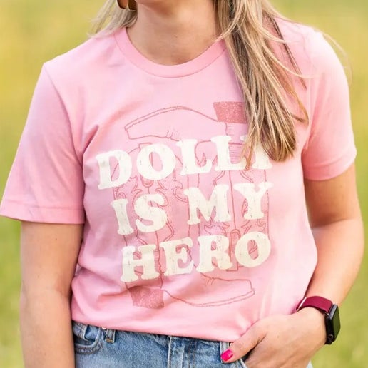 Dolly is my Hero SS T Shirt - Bubble Gum
