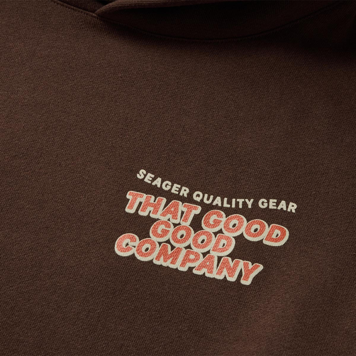Seager Duck Down Delicacy Hoodie Brown front kangaroo pocket rodeo
