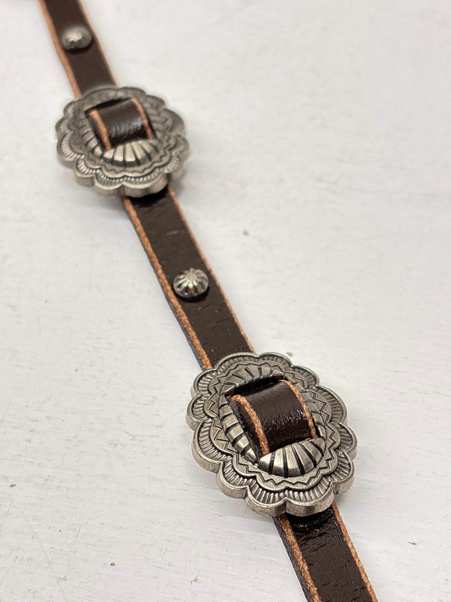 Scalloped Conchos Nail Head Brown Hat Band