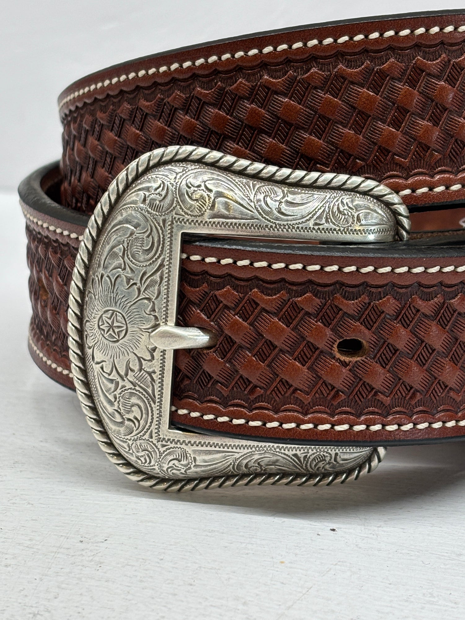 Chestnut Western Basketweave Belt