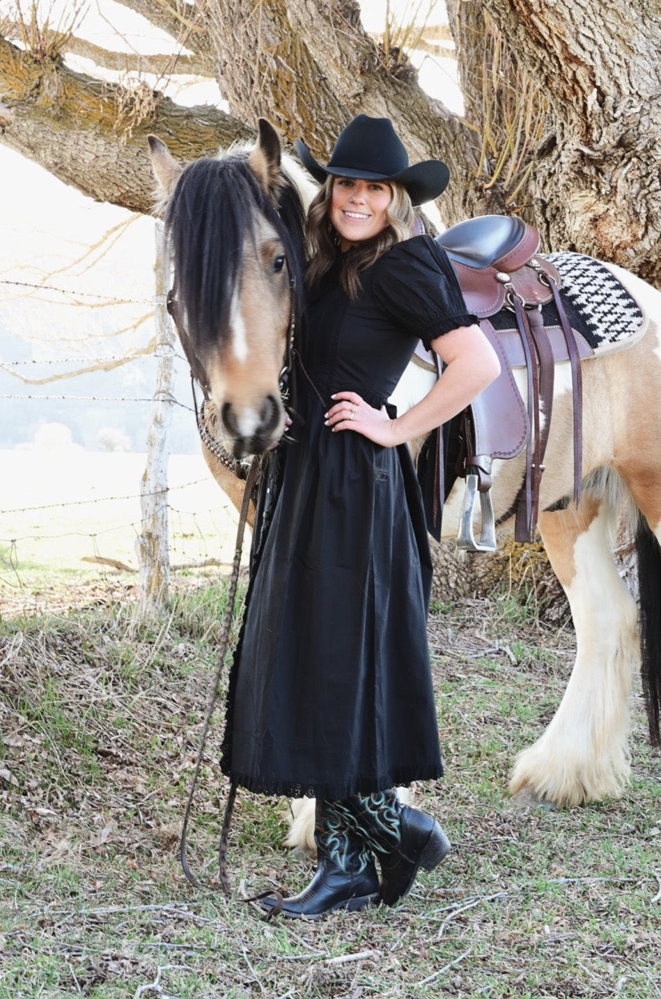 Rose Black Dress