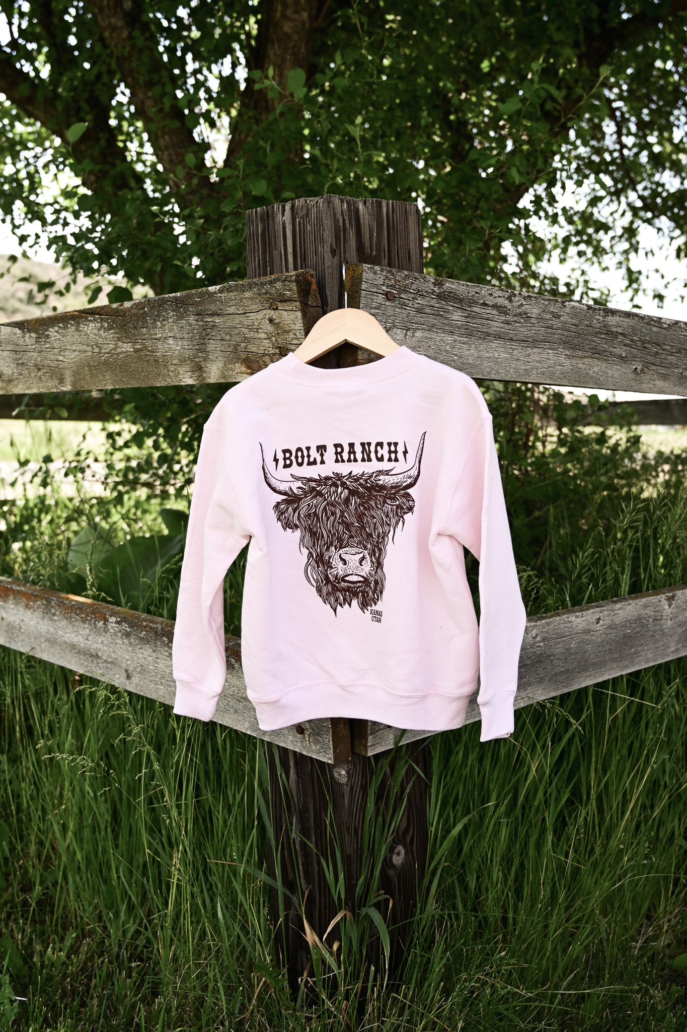 Bolt Ranch Youth Highland Cow Crewneck