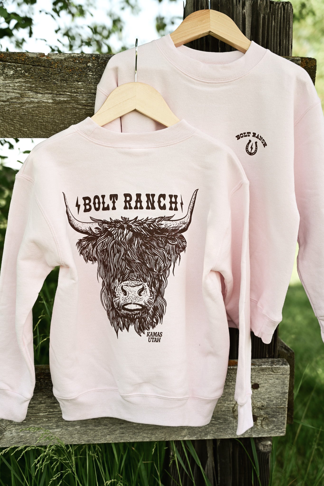 Bolt Ranch Youth Highland Cow Crewneck