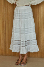 Eden Eyelet Lace Flare Skirt womens white summer western skirt Boltranchstore.com Free Shipping By Together L8123