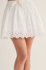 Eileen Eyelet Embroidered Skort an eyelet bottom skirt with shorts an elastic waist and waist tie perfect for the sun at boltranchstore.com
