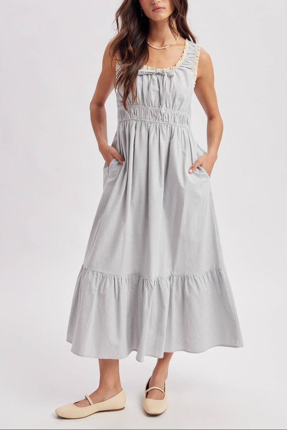 Elisa Smocked Dress womens striped prairie dress Boltranchstore.com Free Shipping sleeveless summer popular dress