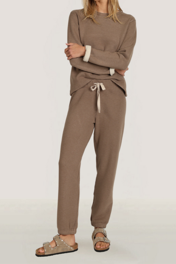 Dylan Dream Fleeve Jogger soft double layer fleece & contrast oatmeal natural tie  pockets F1W65DCK womens loungewear free shipping Boltranchstore.com

