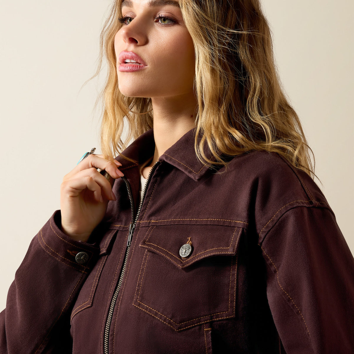 Western clothing womens fashion rodeo Utah Ariat Womens Cavalry Bomber Jacket Chocolate Plum SKU 10079674 Boltranchstore.com free shipping