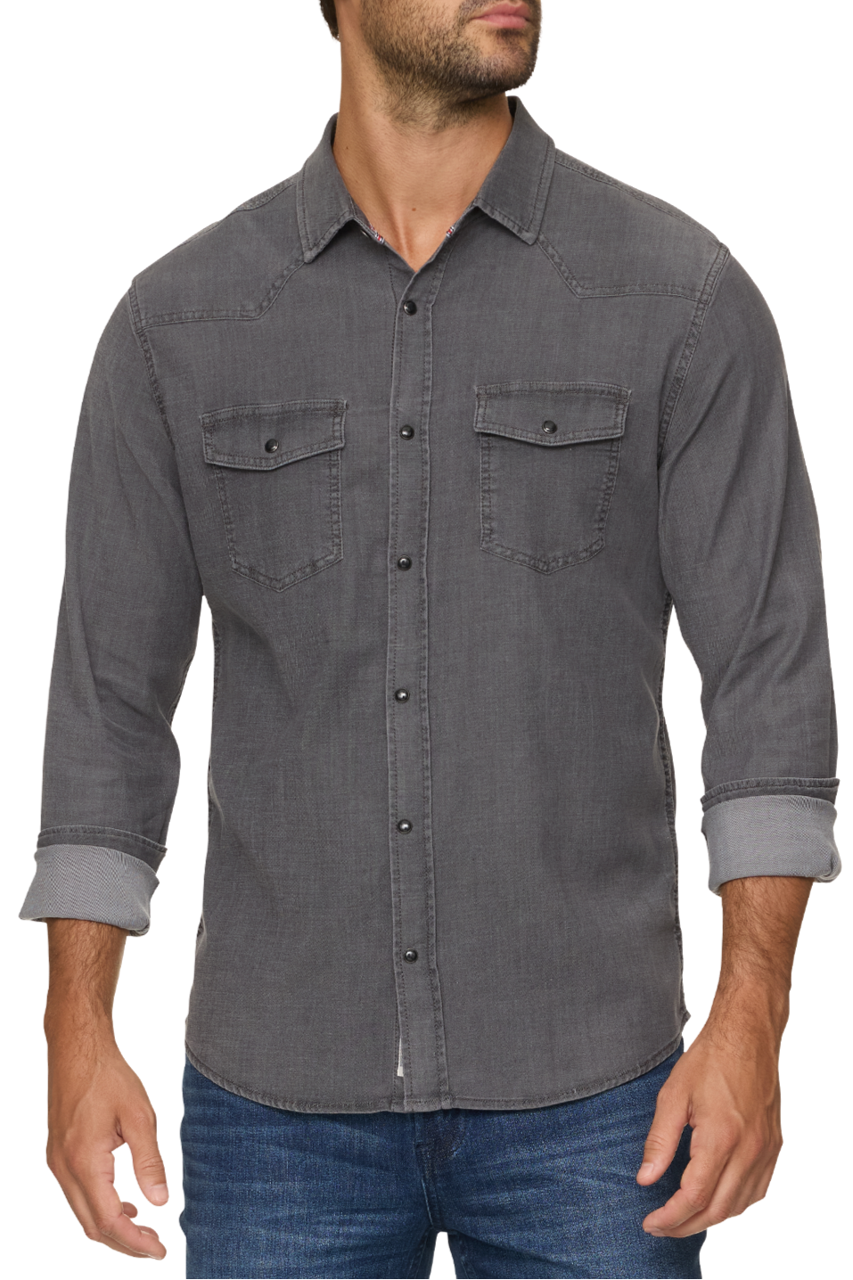 Sacramento Stretch Chambray Western Shirt mens free shipping Boltranchstore.com