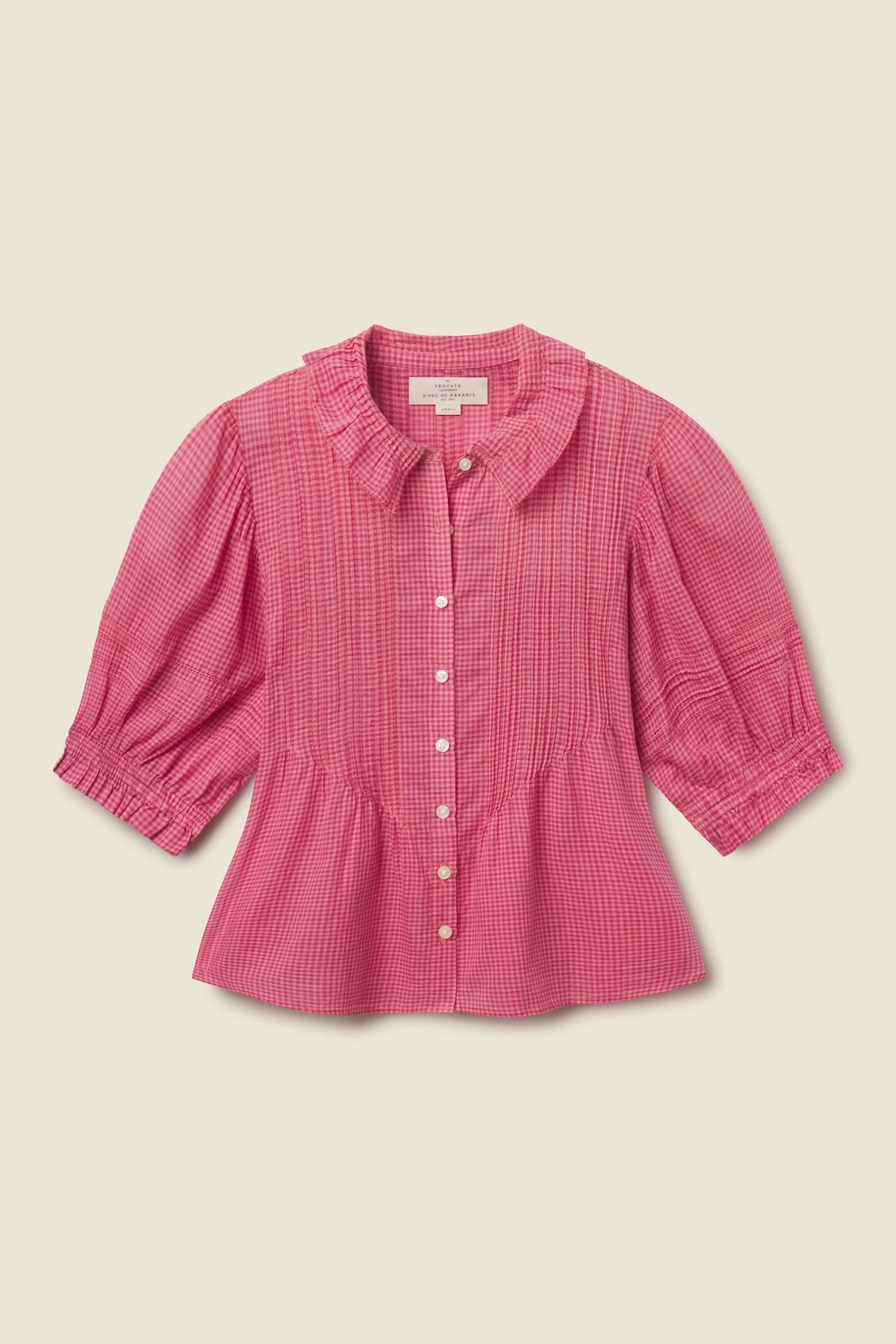 Trovata Jess Blouse Rosehip Gingham rosehip pink gingham check cotton blouse womens western boutique Utah SKU FA26W140514