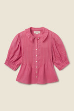 Trovata Jess Blouse Rosehip Gingham rosehip pink gingham check cotton blouse womens western boutique Utah SKU FA26W140514