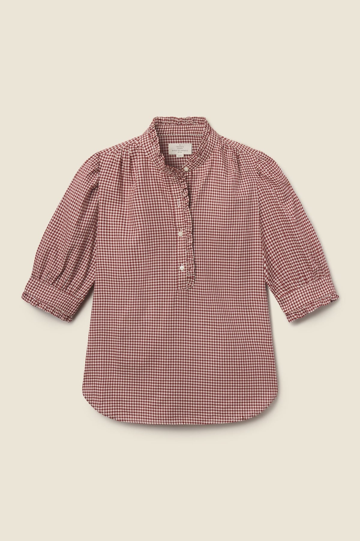 Trovata Noah Blouse Mahogany Check mahogany brown check cotton button down blouse womens western boutique Utah SKU FA26W144016