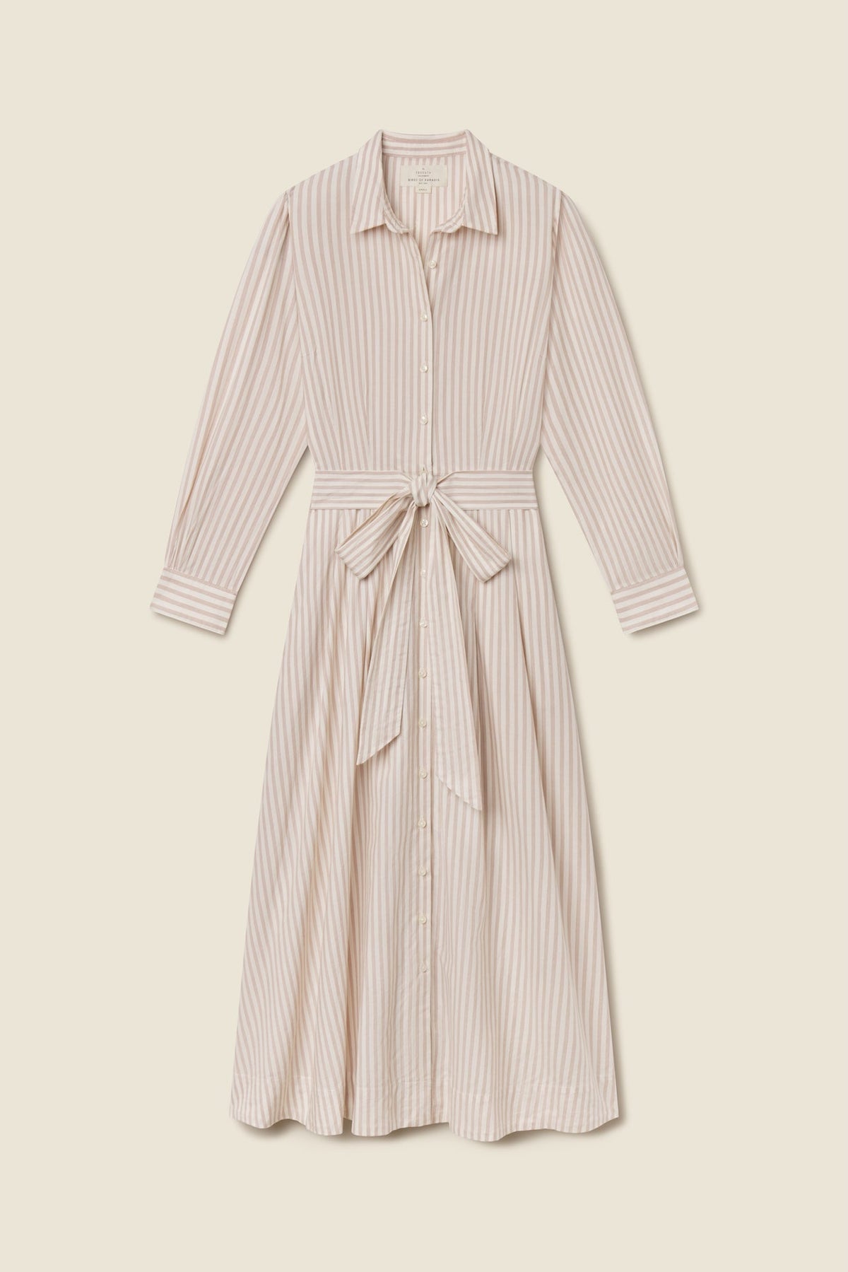 Trovata Emmelie Dress Carmel Stripe neutral striped cotton shirt dress womens western boutique Utah FA26W147517