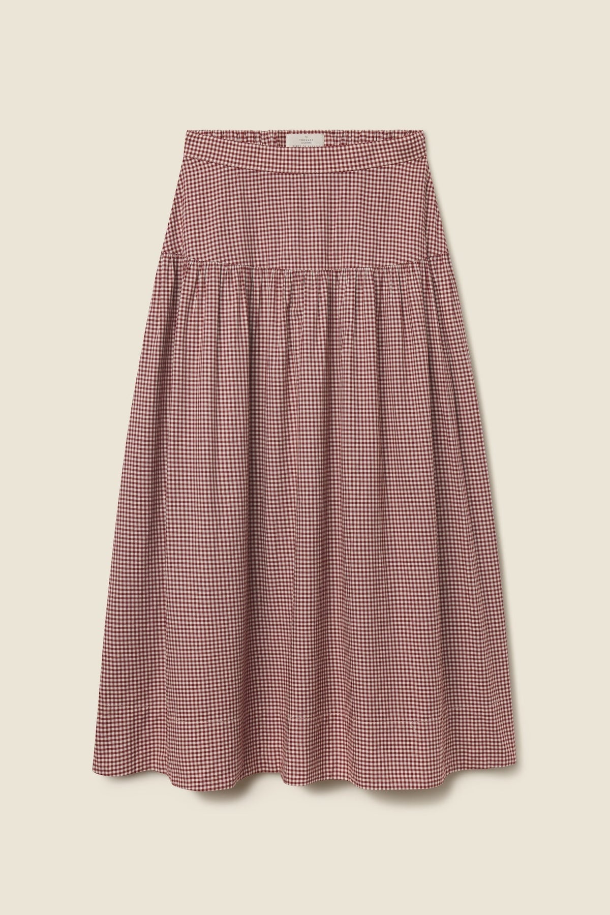 Trovata Lydia Skirt Mahogany Check mahogany brown check cotton midi skirt womens western boutique Utah SKU FA26W148416