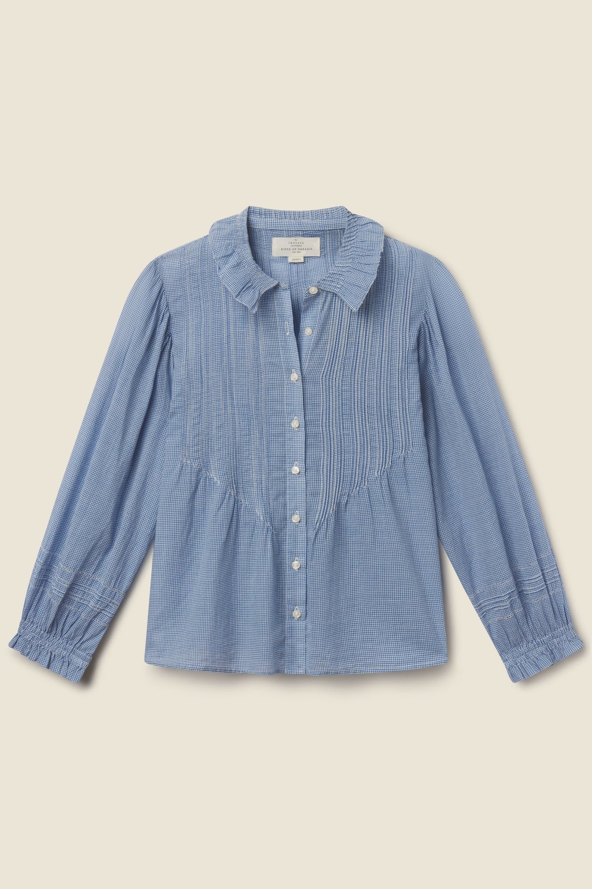 Trovata Francesca Blouse Seabrook Gingham blue and white checked cotton blouse womens western boutique Utah FA26W162415