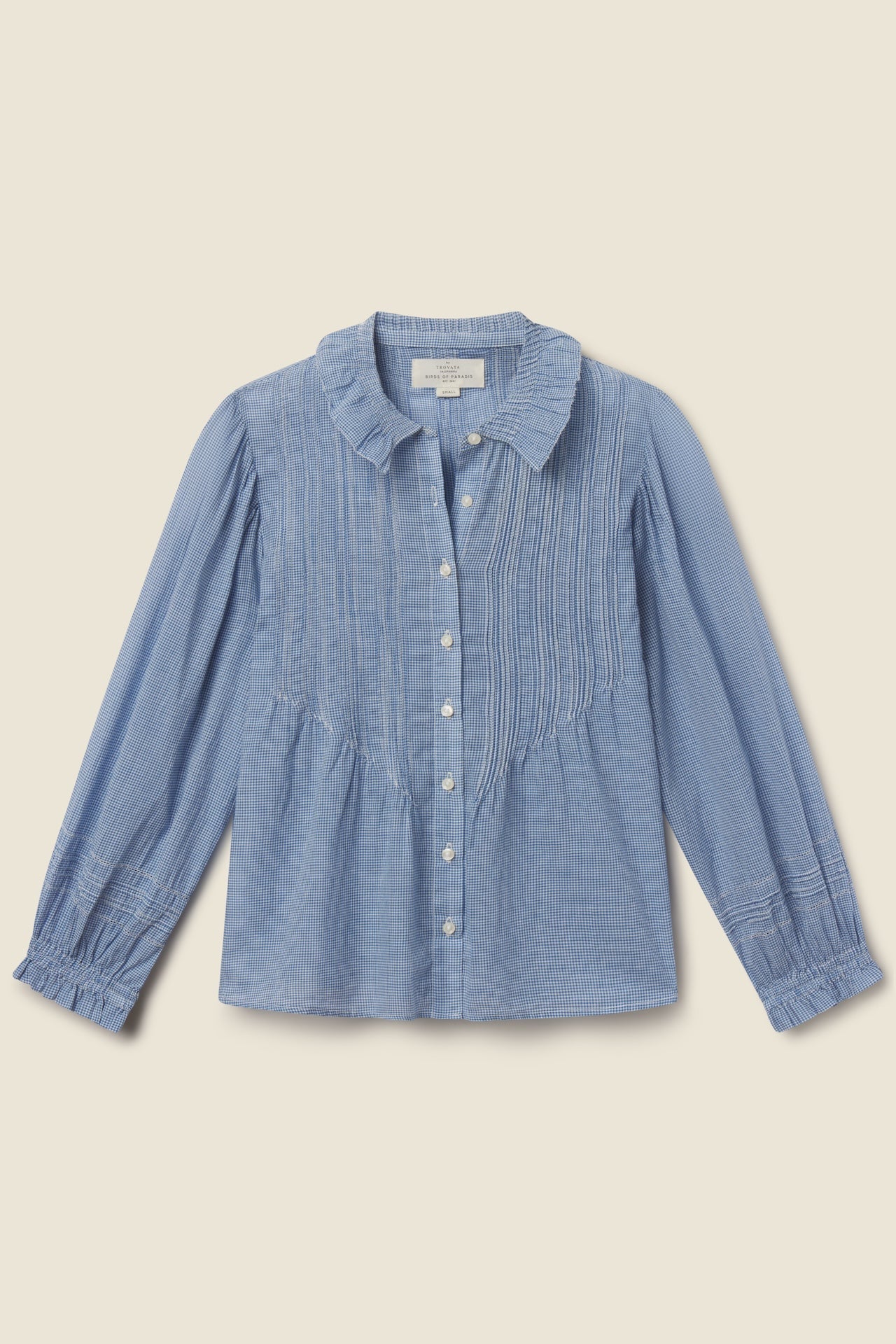 Trovata Francesca Blouse Seabrook Gingham blue and white checked cotton blouse womens western boutique Utah FA26W162415