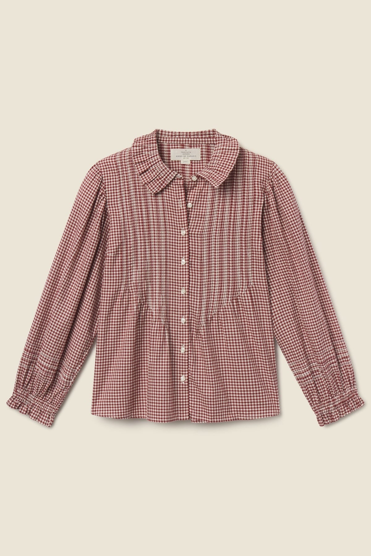 Trovata Francesca Blouse Mahogany Check mahogany brown check cotton button front blouse womens western boutique Utah SKU FA26W162416