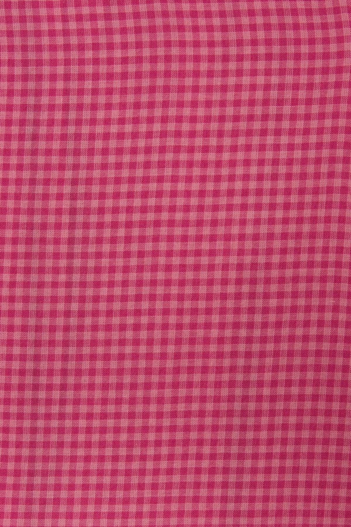 Trovata Jess Blouse Rosehip Gingham cotton fabric swatch in soft rosehip gingham check ranch wear