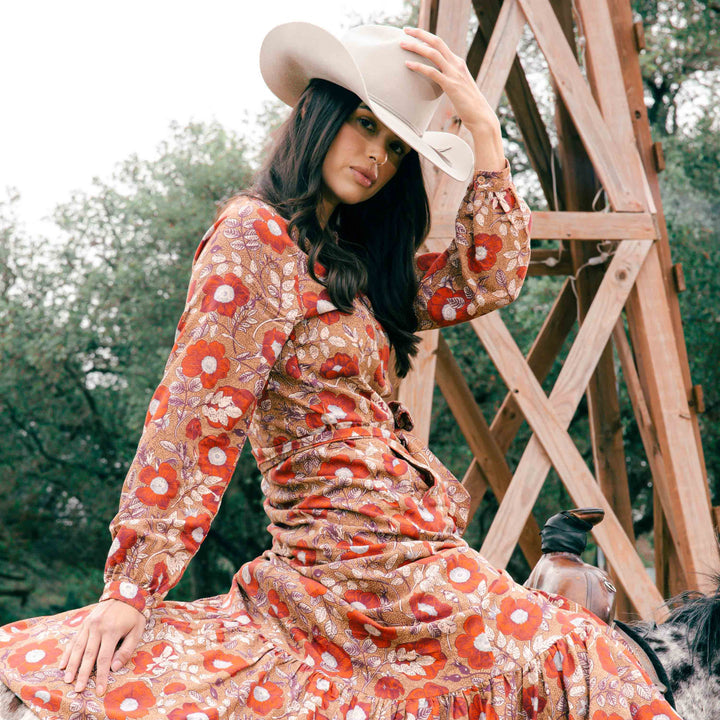 Sendero Miradora Dress Desert In Floral Copper