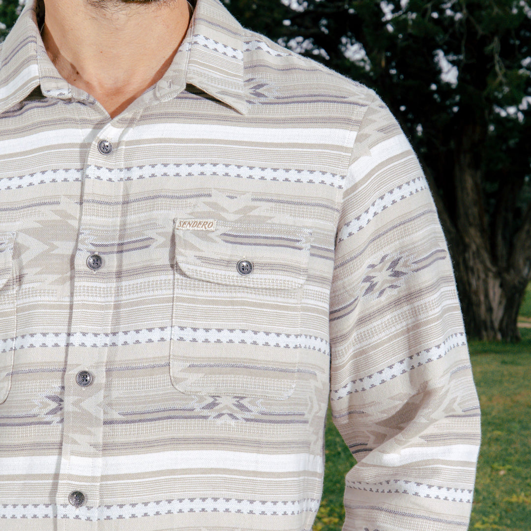 Sendero Boquillas Mens Mesilla Shirt in Chevron Limestone