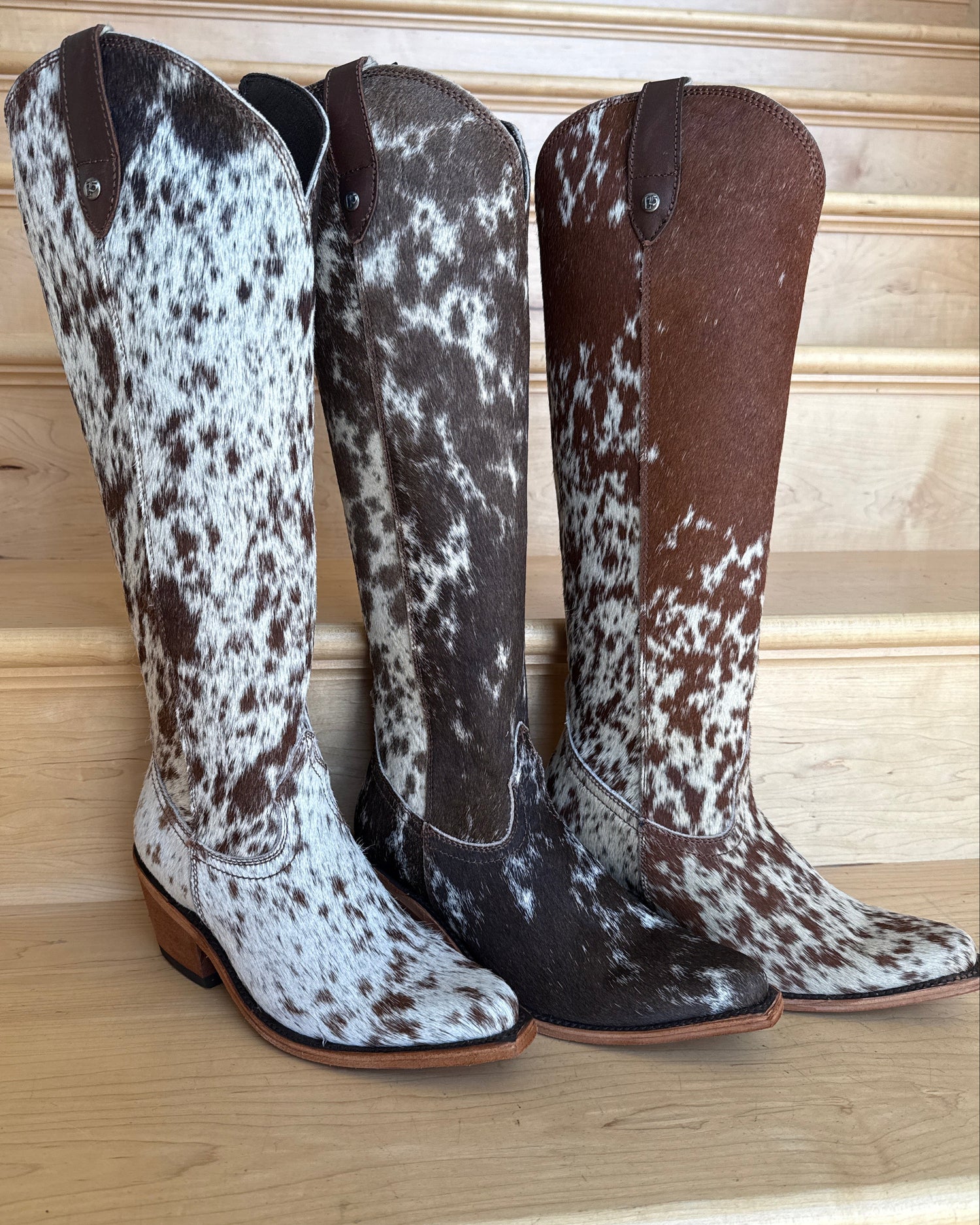 Liberty Black Kendra White Brown Cowhide Boots