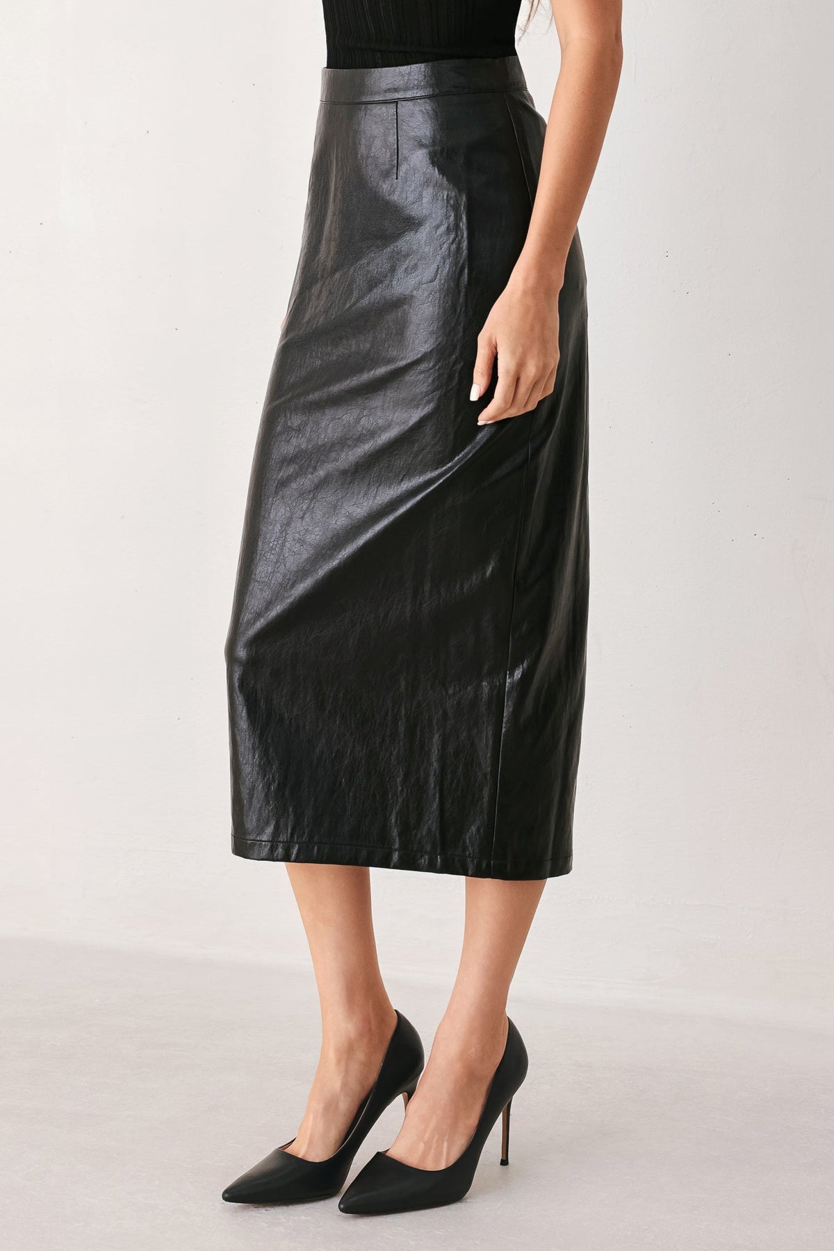 Womens fashion western clothing Utah boutique Black High Rise Faux Leather Skirt SKU FK1317 Boltranchstore.com free shipping