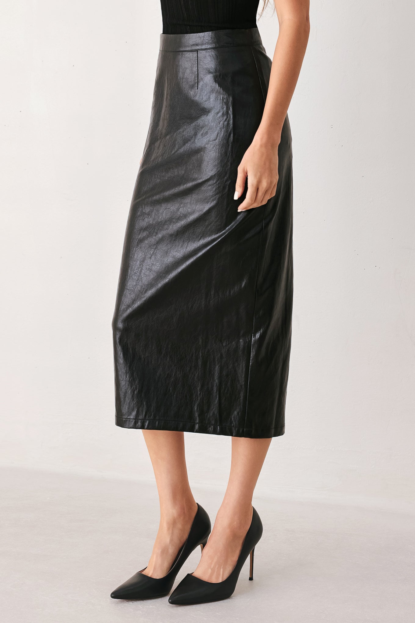 Womens fashion western clothing Utah boutique Black High Rise Faux Leather Skirt SKU FK1317 Boltranchstore.com free shipping