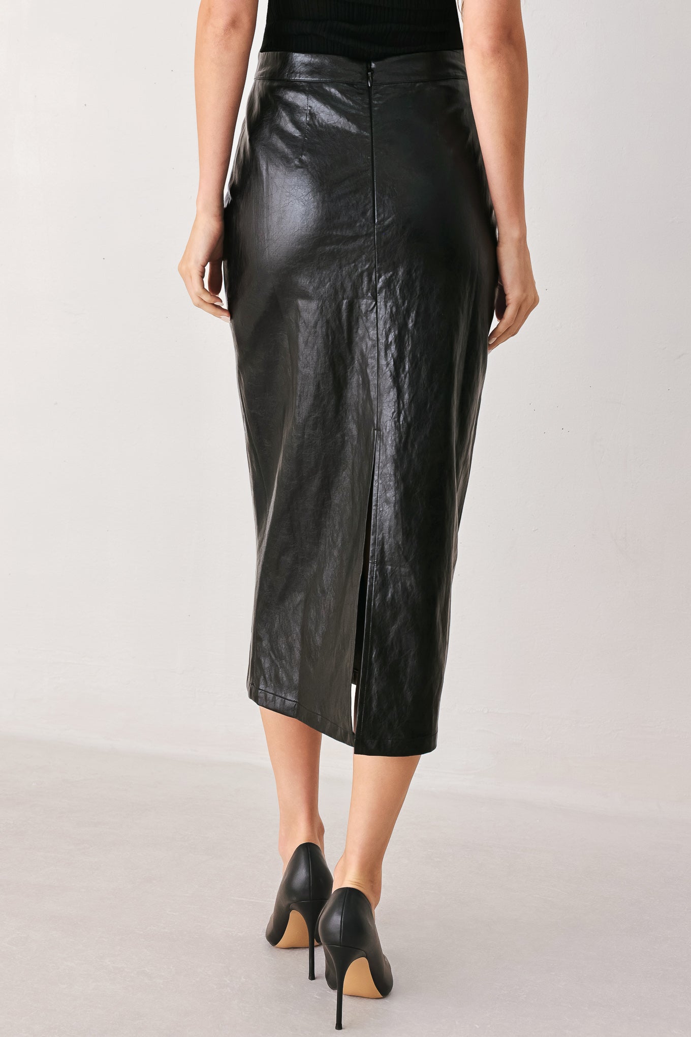 Western boutique womens clothing Utah fashion Black High Rise Faux Leather Skirt SKU FK1317 Boltranchstore.com free shipping