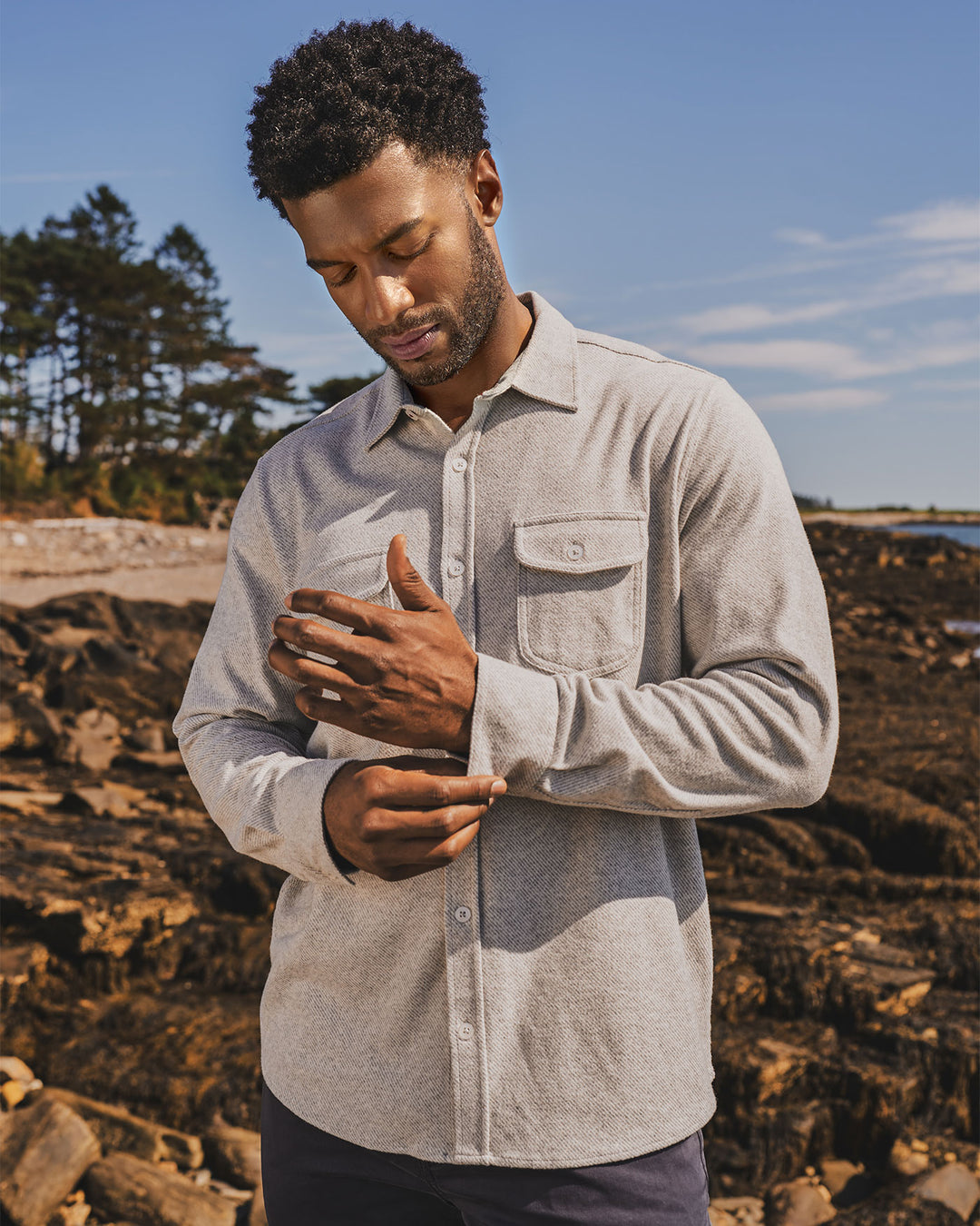Hero Solid Twill Knit Flannel Shirt