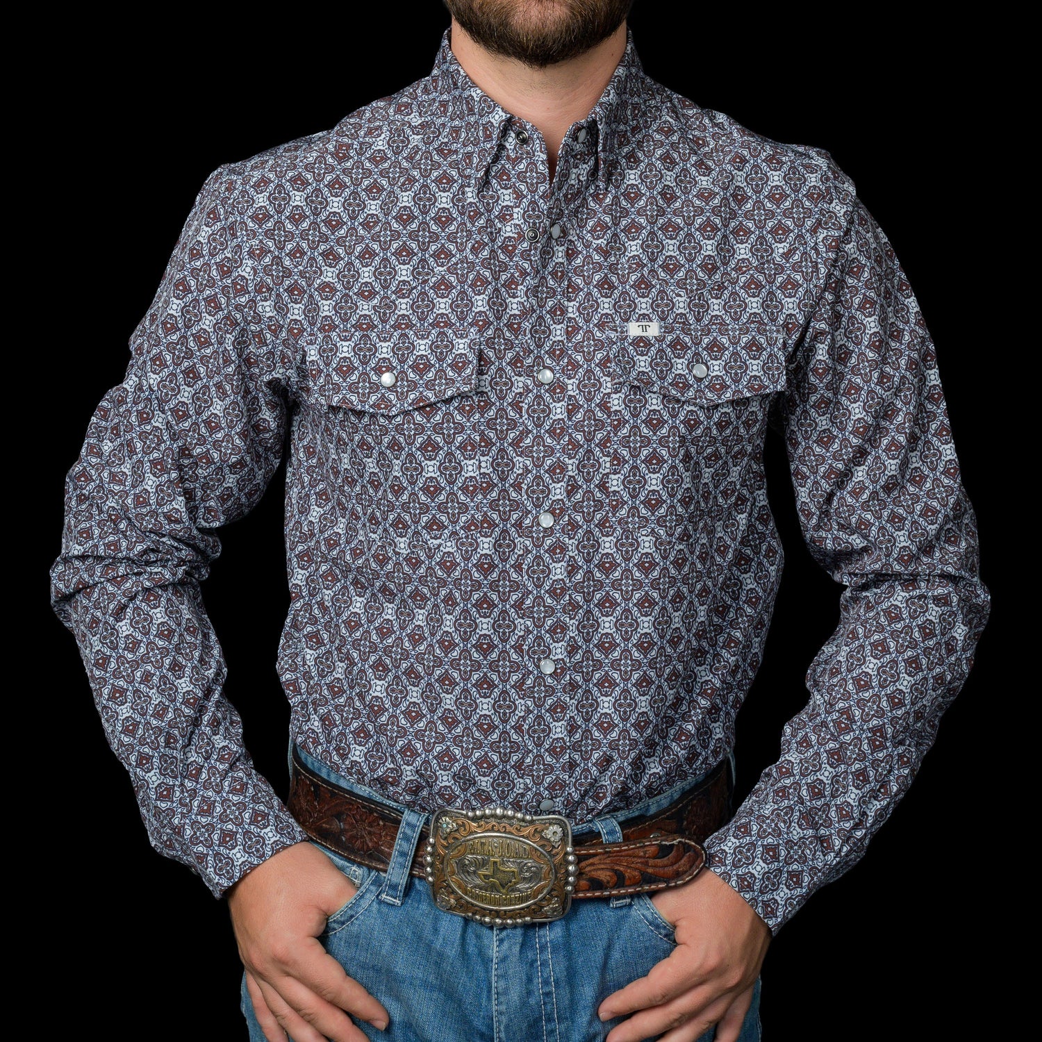 Ferrell Mens The Connor Snap Shirt in Brown
