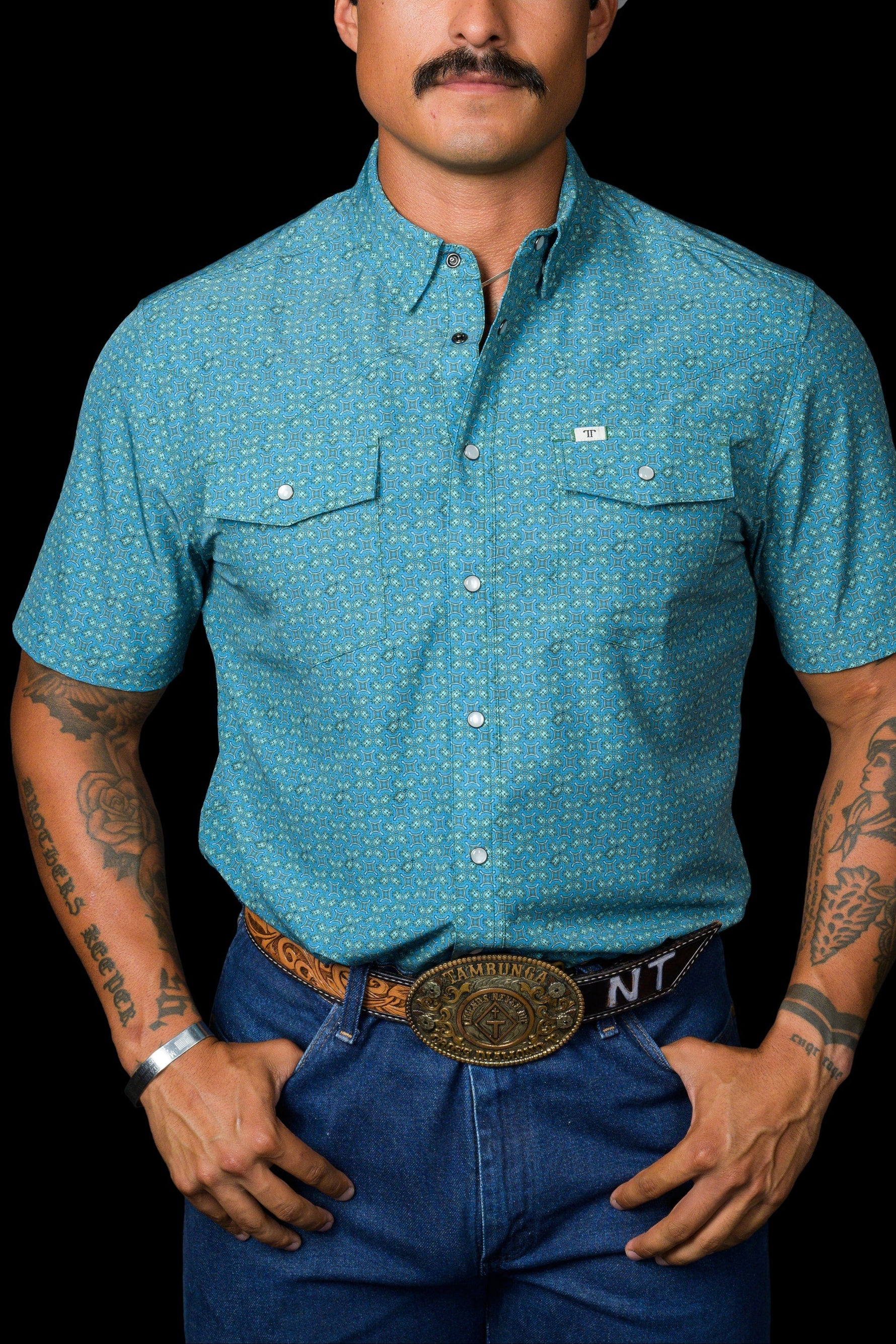Ferrell Mens The Miles Snap Shirt FPS1026019 blue aqua mens outdoor western shirt Boltranchstore.com Free Shipping