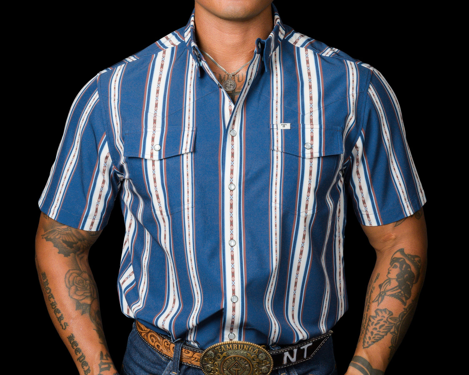 Ferrell Mens The Hudson Snap Shirt in Blue
