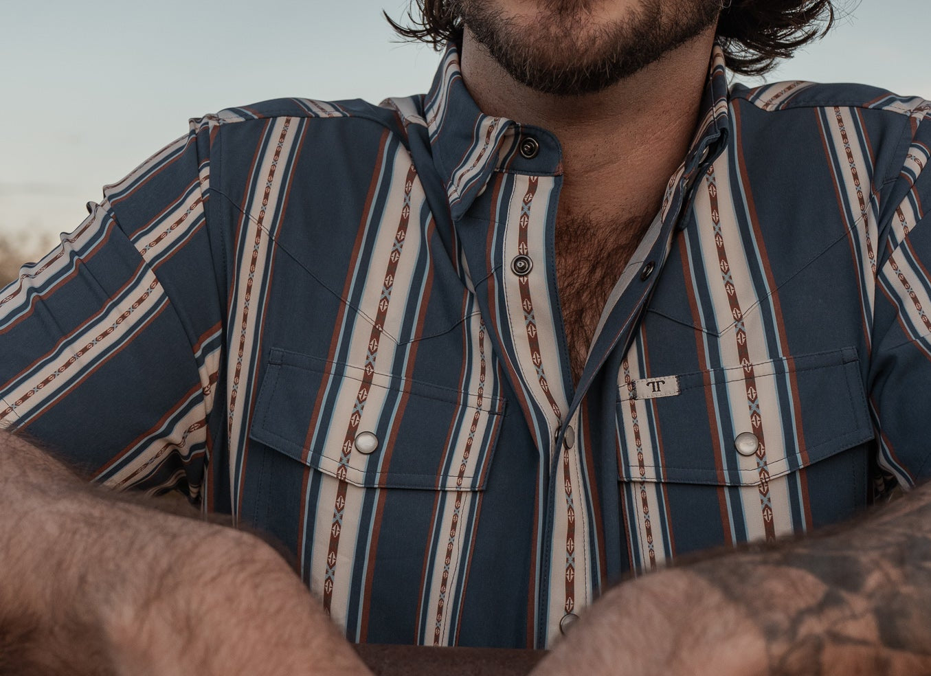 Ferrell Mens The Hudson Snap Shirt in Blue