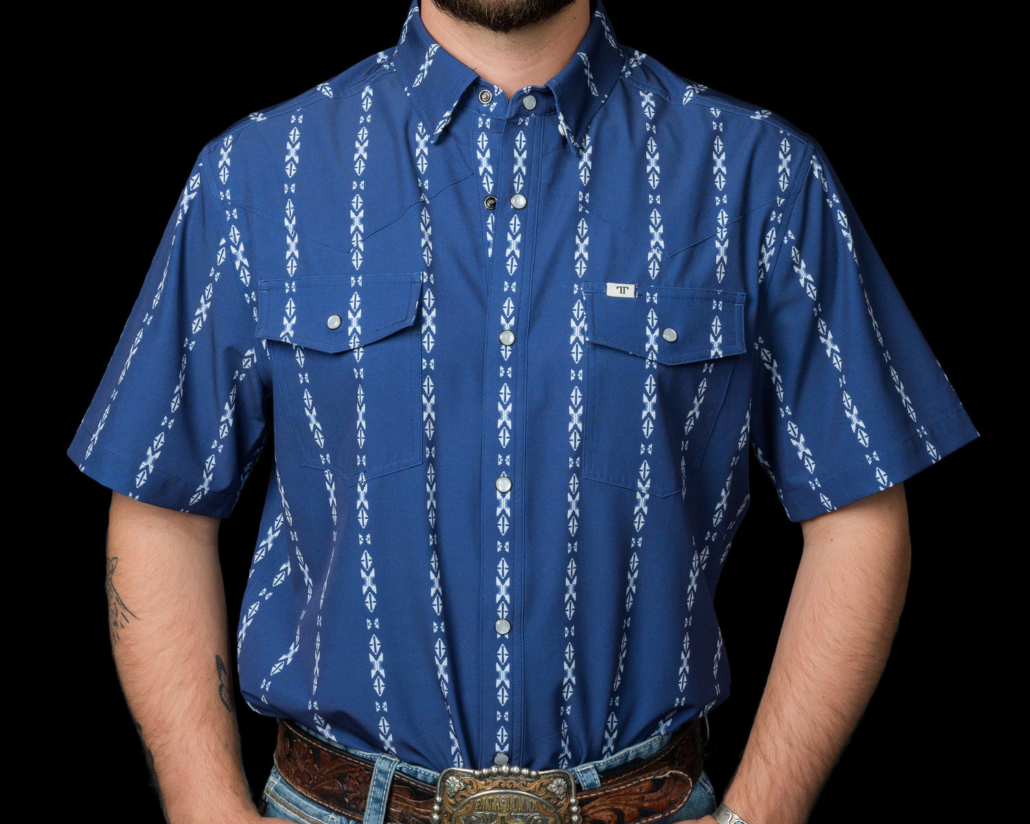 Ferrell Mens The Maverick in Blue Snap Shirt