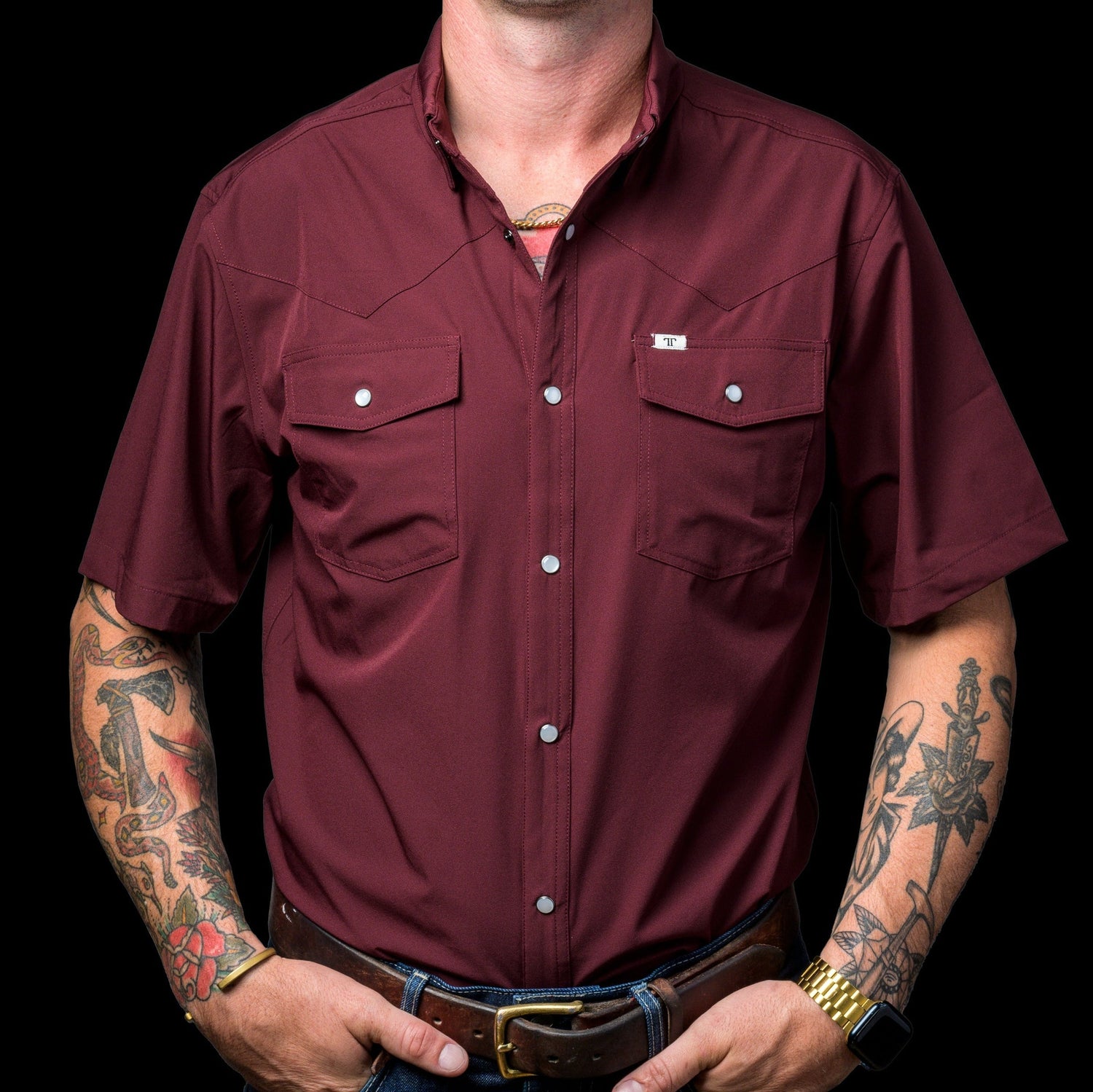 Ferrell Core Mens Maroon Snap Shirt