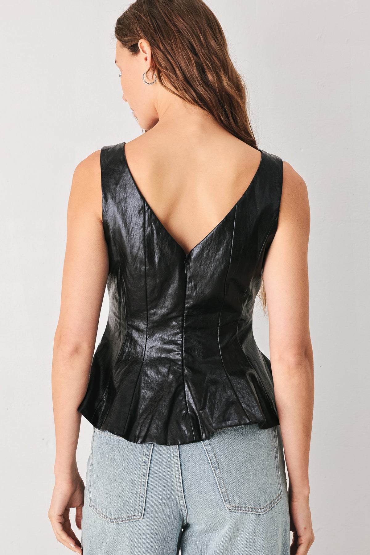 Bella Leather Peplum Top