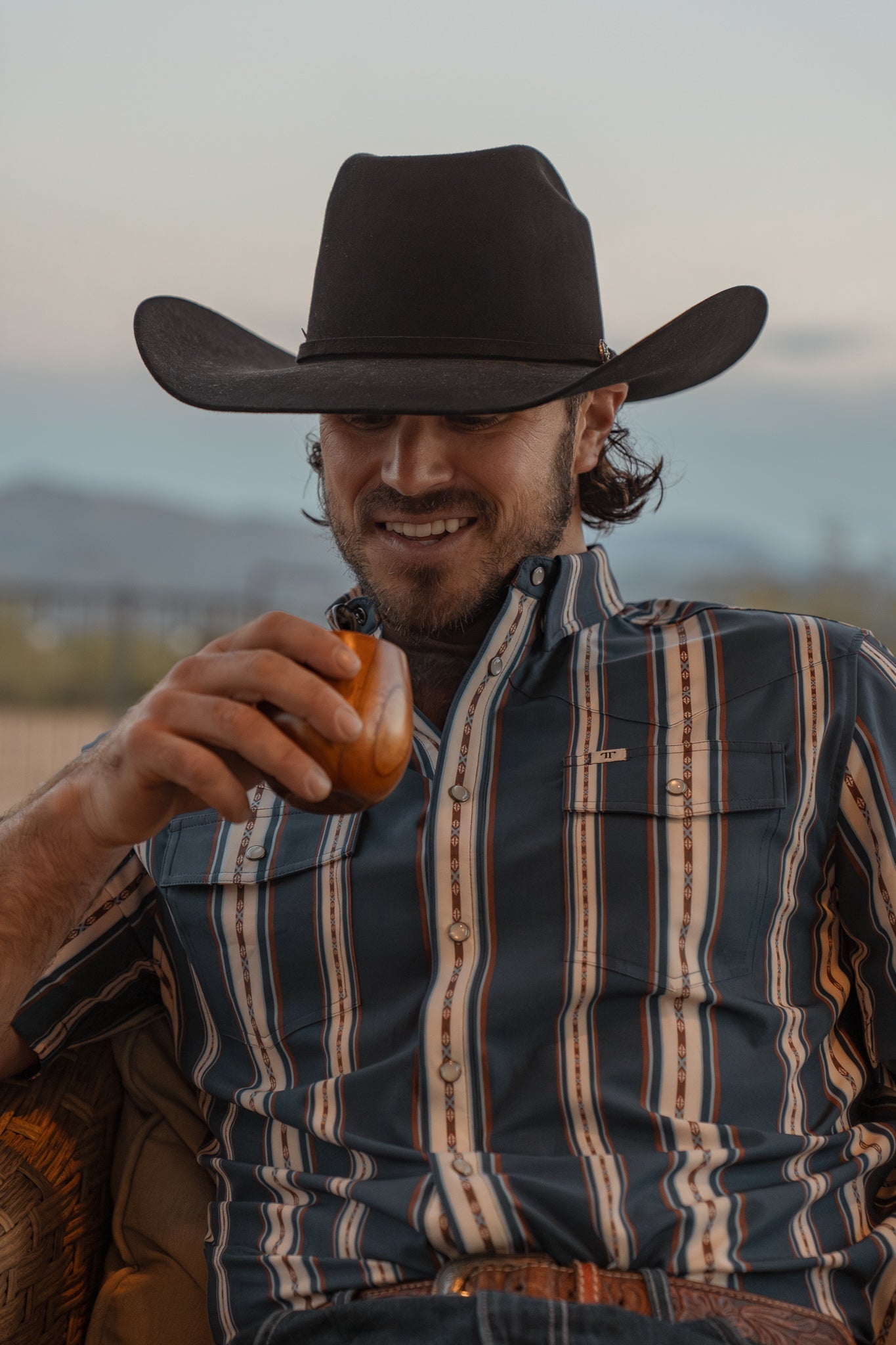 Ferrell Mens The Hudson Snap Shirt in Blue short sleeve perfect for a summer rodeo or ranch life at boltranchstore.com