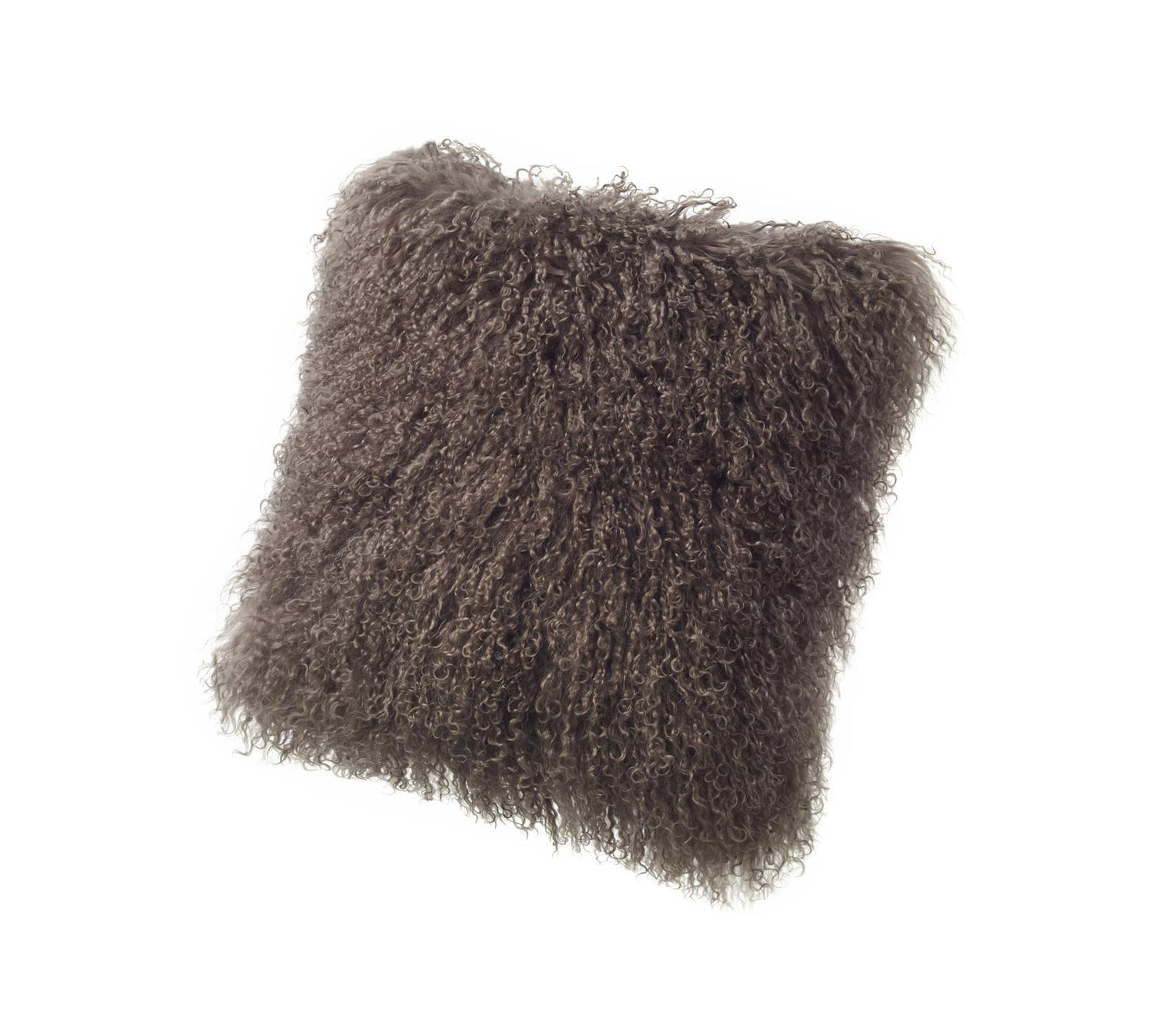 Fibre Tibetan Sheepskin Square Pillow 20x20", Color Portabella