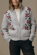Filson Womens Zippered Wool Sweater western wear free shipping womens floral gray zip cardigan red flowers Boltranchstore.com
