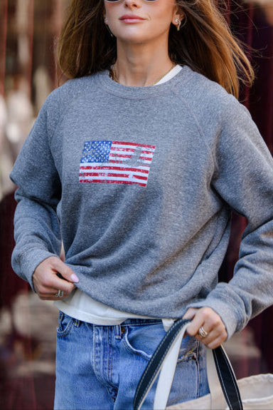Flag Raglan Crew womens long sleeve crewneck free shipping Boltranchstore.com