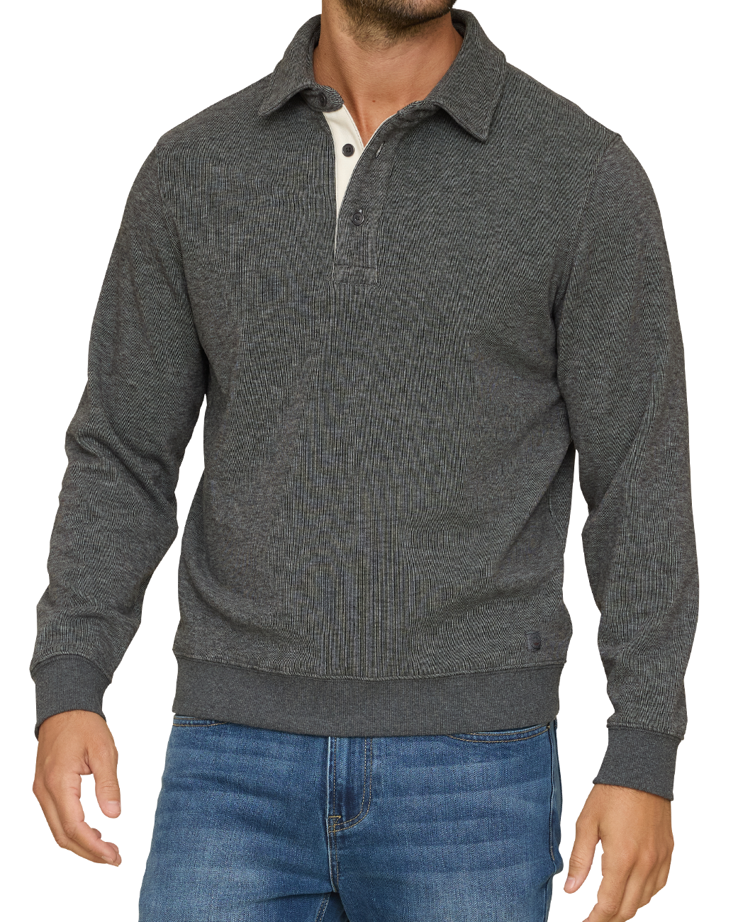 Flag and Anthem Newton Fleece LS Polo a button up long sleeve polo available at boltranchstore.com