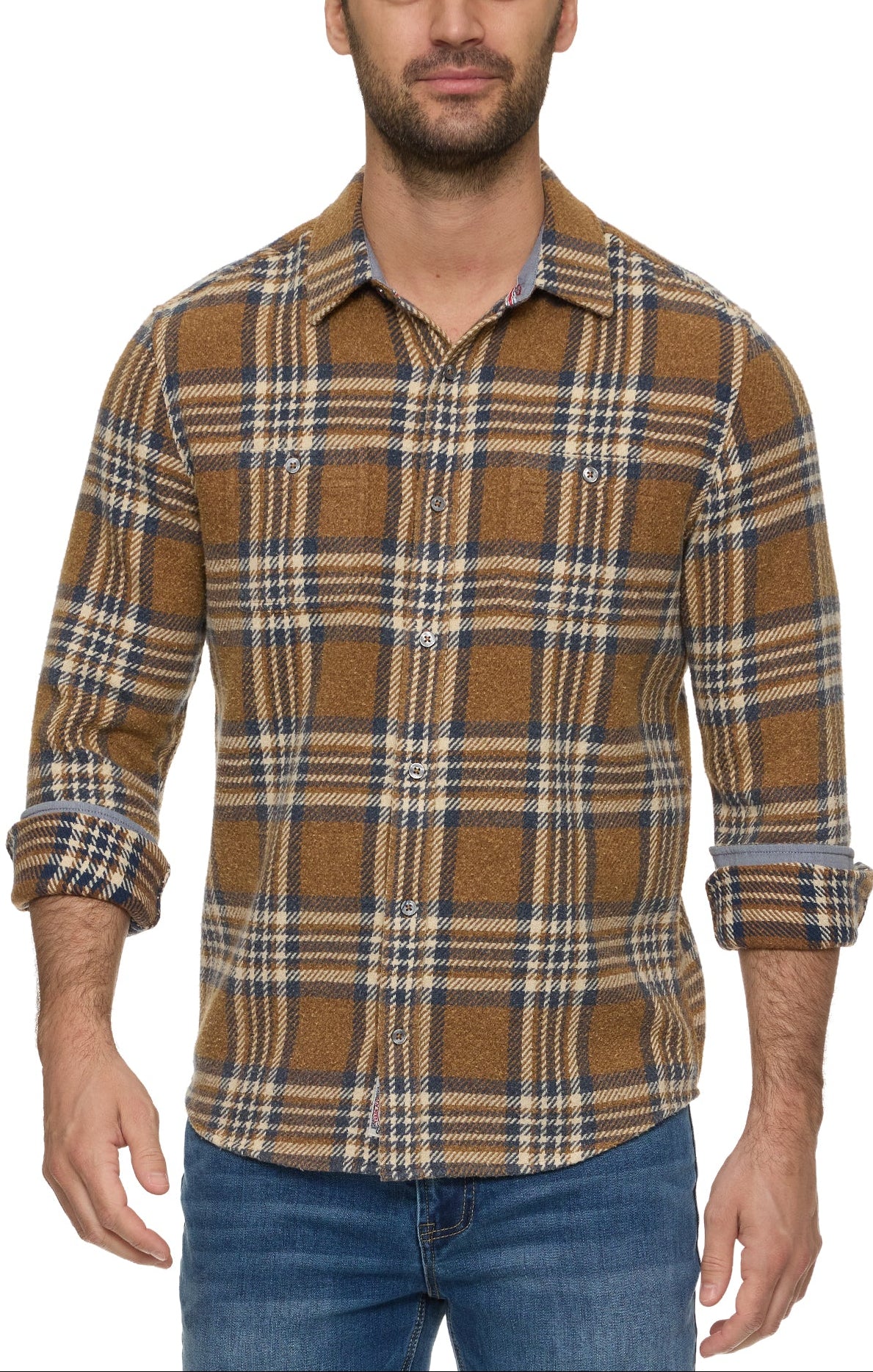 Flag and Anthem Seabrook Vintage Washed Flannel Shirt a button up with two front pockets, contrasting collar and cuffs in an extra soft flannel available at boltranchstore.com